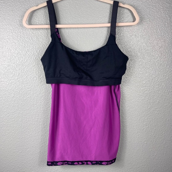 Lululemon Barre None Tank Sz 6 Mini Cherry Cheetah Ultra Violet Navy Blue Preppy - Picture 6 of 9